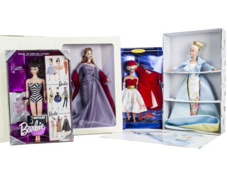 A Mattel Vera Wang Barbie, And Couture Serenade in Satin; 35th Anniversary Barbie and Silken Flame Barbie, in original boxes