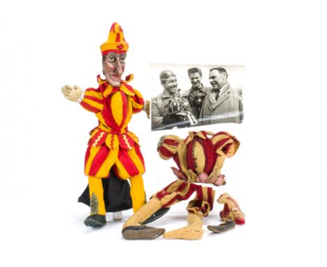 An interesting carved wooden Mr Punch hand puppet which starred in The Hammer Film Productions The Quartermass Xperiment,  Th