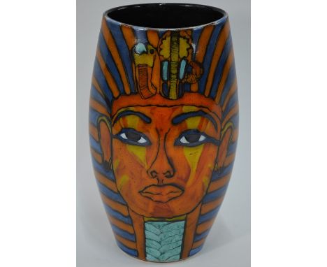A Poole Pottery vase decorated with the head of Tutankhamun by Nicola Massarella, 30 cm highGood condition - no chips or crac