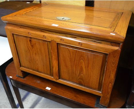 A Chinese panelled elm trunk