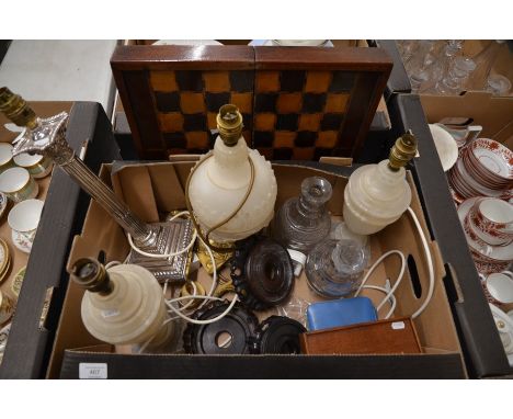 A Victorian folding chess, draught and backgammon board to/w set of 30 ivory and cochineal stained draught pieces with wooden