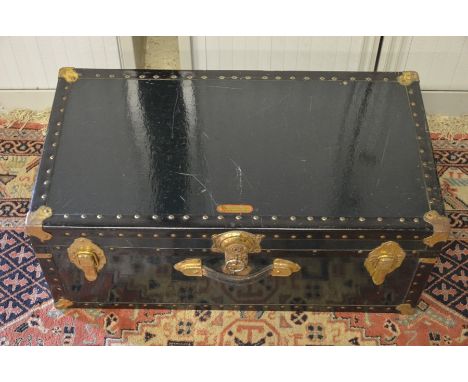 A vintage National Vulcanized Fibre Co storage trunk