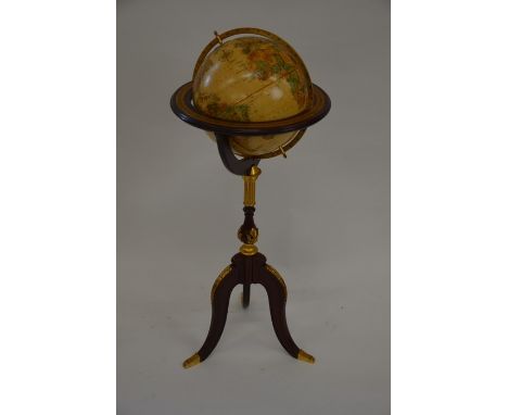 'The Royal Geographical Society World Globe', by Franklin Mint on gilt mounted tripod stand, c/w certificate of authenticity