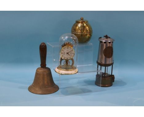 Eccles Miners lamp, brass bell, clock etc.