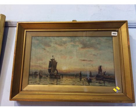 Duncan Fraser McLea (1841 - 1916), oil, signed. 'Groyne light off the Tyne', 29cm x 50cm