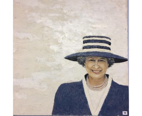Oil on canvas, portrait of HRH Queen Elizabeth II, 92cm x 92cm
