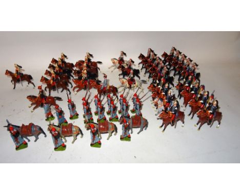 Britains neatly repainted or converted French Forces ten Cuirassiers with trumpeter and two officers, eight Cuirassiers weari