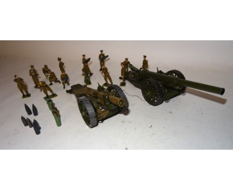 Toy Army Workshop, WWI Heavy Artillery two large calibre guns with fourteen Artillerymen and twelve pieces of ammunition (E) 