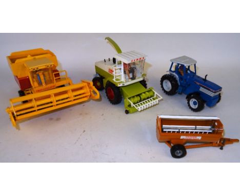Britains Powerfarm 9321 Ford TW35 Powered Tractor, 9322 New Holland motorised Combine Harvester, 9323 Claas motorised Forage 
