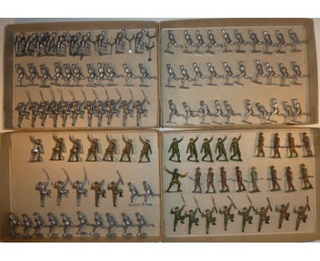  * Britains original castings First World War Infantry in gas masks in Action ten digging, with arms, fifty-three charging, w