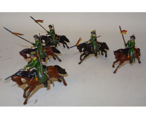 Britains set 136, Russian Cossacks FIRST VERSION, dated 7.9.1904, early lance arms (F, one hole in horse's flank) 1905 (5)