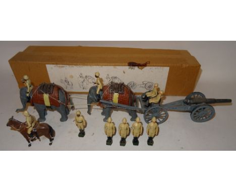 Marshall and Riches British Indian Army 60pdr Elephant Gun Team at the halt with Mahouts, European Gunners and Mounted Office