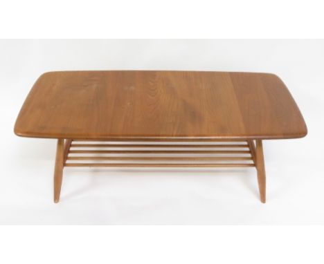 An Ercol elm and beech coffee table, 35cm high, 105cm long, 46cm wide