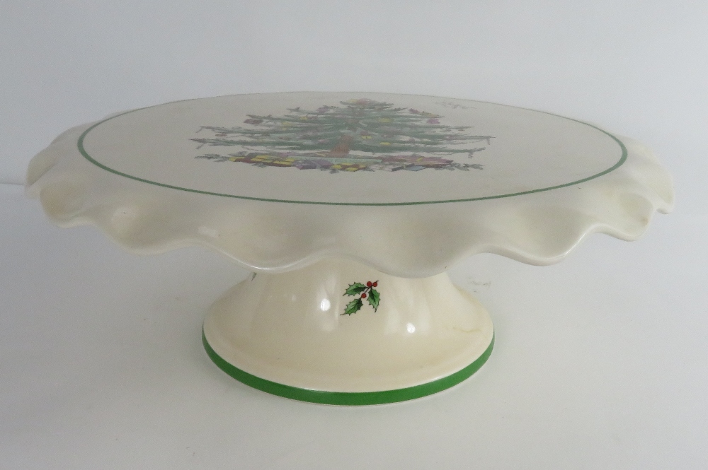 A Spode Christmas Tree patten cake stand along with two Spode Christmas