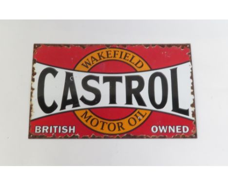An enamel Castrol motor oil sign, 30cm x 50cm