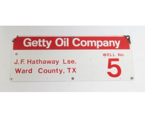 An original enamel sign Getty oil company, 25cm x 66cm
