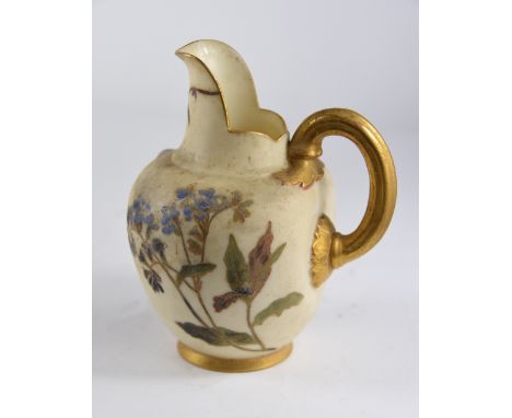 A Royal Worcester blush ivory jug, decorated with various flower and plants, model number 1094, 12.5cm high