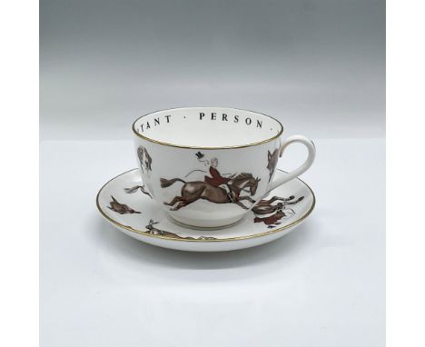 Wonderful vintage "To A Very Important Person" jumbo cup and saucer set in the desirable FOX HUNT pattern by Royal Worcester.
