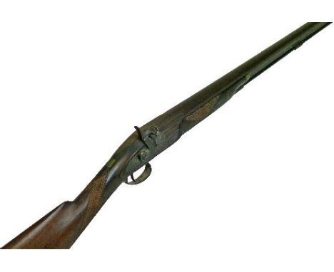 10 bore single barrel percussion sporting gun by Keep Bros, with twist sighted barrel 87cm, engraved tang, engraved flat lock