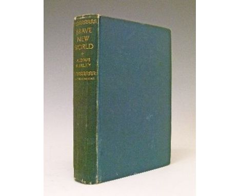 Books - Aldous Huxley - Brave New World, published by Chatto & Windus, first edition 1932, blue cloth binding with gilt scrip