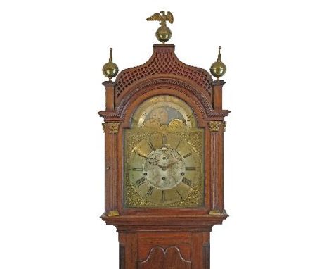 Early 19th Century mahogany longcase clock by Thomas and William Stripling of Lichfield, the hood with pierced fretwork panel