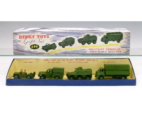 Toys - Dinky Die-cast - Military Vehicles Gift Set (699) comprising: 3 Ton Army Waggon, Armoured Personnel Carrier, 1 Ton Car