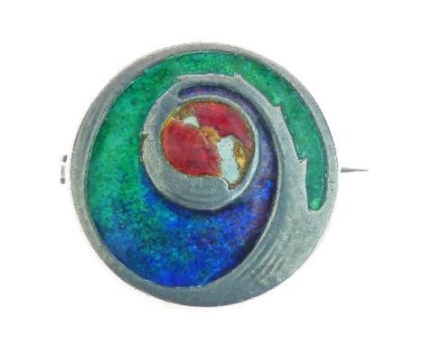 Liberty & Co - Silver and enamel brooch, Birmingham 1906, the W.H. Haesler mark overstriking the Liberty & Co mark, 2.3cm dia
