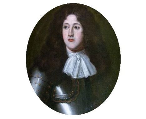 18th Century English School - Oval oil on canvas - Portrait of a young 17th Century gentleman in armour, 65cm x 55.5cm  Condi
