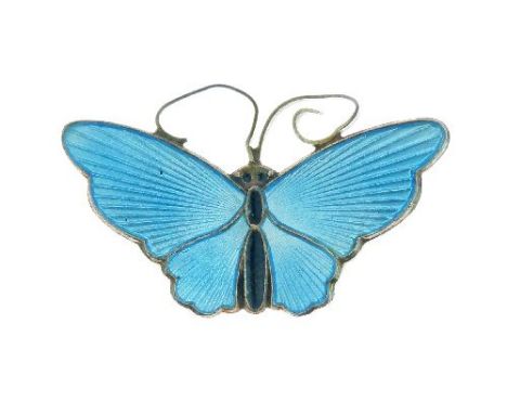 David Andersen, Norway - Silver and enamel butterfly brooch, stamped marks, 3.1cm wingspan  Condition: The clasp looks like i