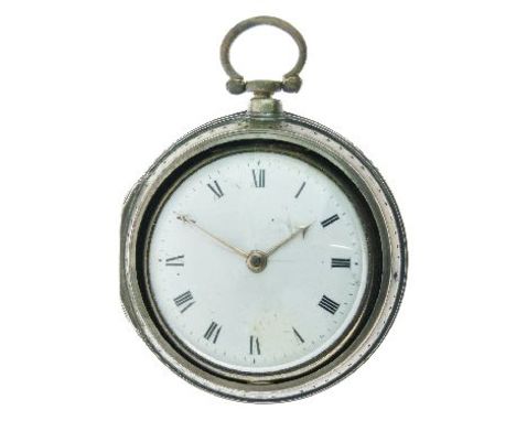 Johnson, Grays Inn Passage - Georgian metal pair cased pocket watch, the unsigned white enamel dial with black Roman numerals