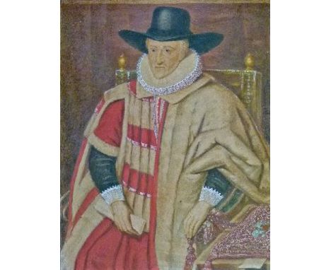 Robert William Satchwell (fl.1793-1818) - Watercolour - Portrait of Sir Thomas Egerton (1540-1617), after the original by an 