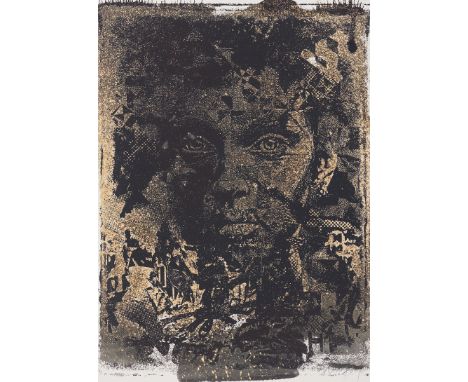 Vhils - Alexandre Farto (n. 1987) "Amorphous", 2019Silkscreen, silkscreen ink, Quink ink, bleach and acid on paperSigned and 
