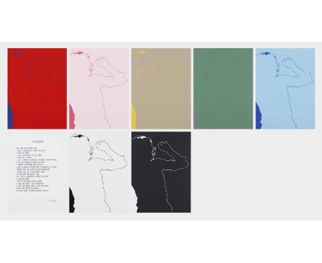 Lourdes Castro (1930-2022) "Furrows", 1974Seven silkscreens on cardboard and a poem by Wade Stevenson from 1968Signed and num