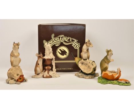 Border Fine Arts, 'Mouse On Pear' 028 by Ray Ayres, 12 x 8 cm, 'Mouse On Candlestick' 024, by Ray Ayres, 12 x 8 cm, 'Mouse On