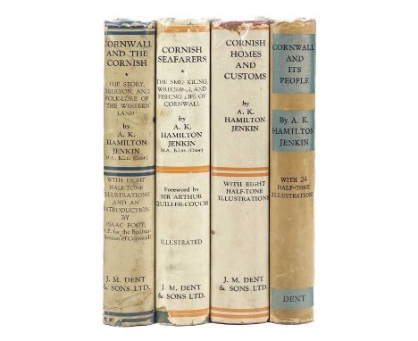A. K. Hamilton Jenkin. A signed and three others. 'Cornish Homes and Customs,' first edition, in dustwrapper, a fine copy, bo
