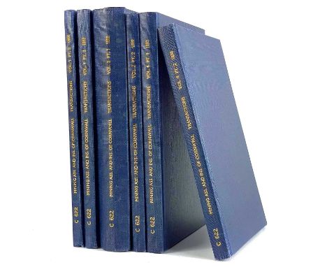 'The Mining Association and Institute of Cornwall'. Transactions for the year 1886 vol 1 part 2 edited by the secretary Willi