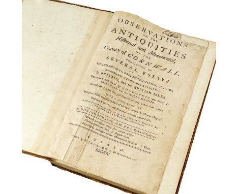 Williams Borlase (Rector of Ludgvan). Observations on the antiquities historical and monumental of the County of Cornwall, co