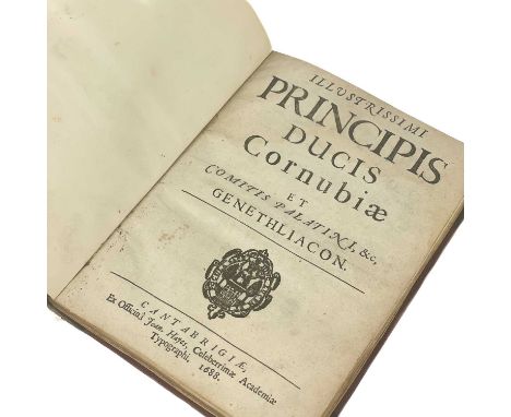 Cornubiae. 'Illustrissimi Principis Ducis Cornubiae,' 1688. (Illustrious Principal of the Duke of Cornwall), first edition, a