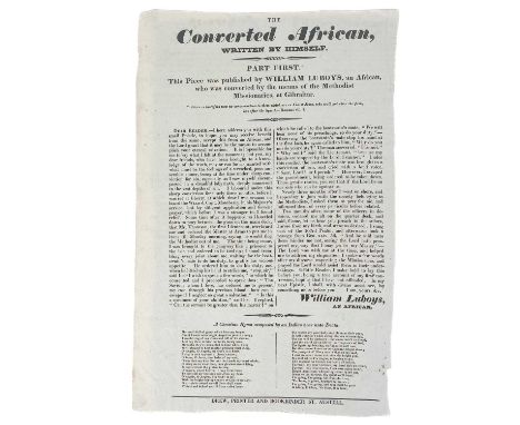 William Luboys. 'The Converted African, Written by Himself,' 'Part First. This Piece was published by William Luboys, an Afri