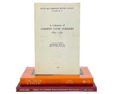 Three works. Richard Potts. 'A Calendar of Cornish Glebe Terriers 1673-1735,' 209 pages, in original paper covers, very good 