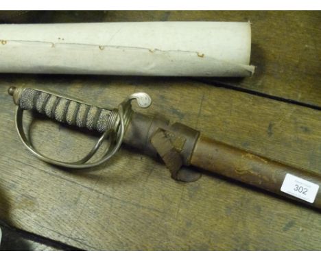 A George V cavalry officer's sword, Fenton Brothers, Sheffield, with wire-bound sharkskin grip, three bar swept guard and str