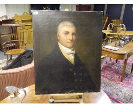 Scottish School, early 19th Century, Portrait of a Gentleman in a Brass Buttoned Coat, oil on canvas. 75cm by 61cm
