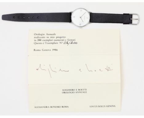 ALIGHIERO BOETTI (1940-1994) Orologio Annuale 1986orologio da polso Ø cm 3 3esemplare 116/200cartoncino custodia originale co