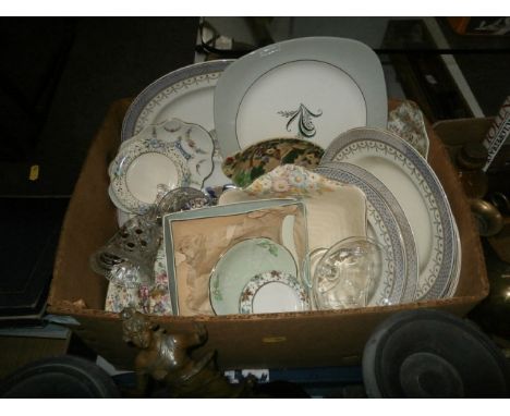box of collectable pottery inc spode and Frank Bukley etc