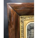 19th Century English School. A Cushioned Rosewood Frame, with an Arched Gilt Slip, and an Inset