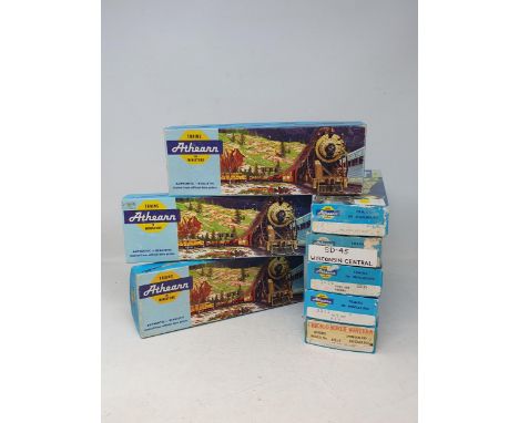 Eight boxed Athearn HO scale American Locomotives 