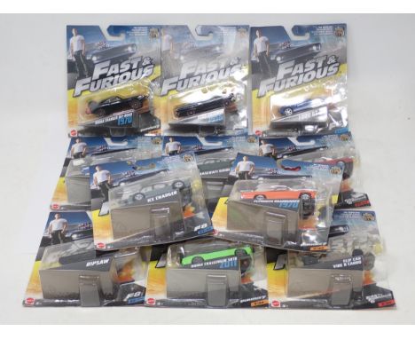 Eleven Mattel Fast &amp; Furious Models in original card backed packaging 