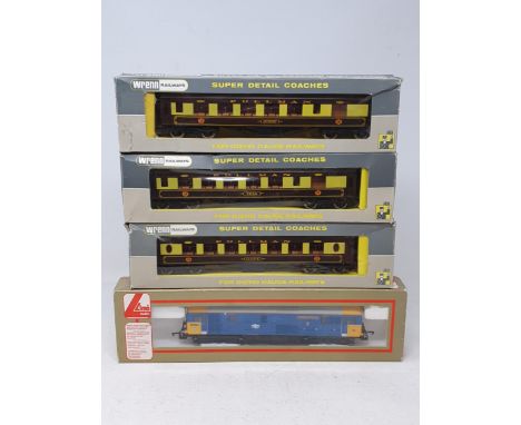 Boxed Lima 00 gauge Class 73 'The Bluebell Railway and three boxed Wrenn Pullman Coaches 