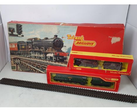 A boxed Triang Hornby 00 gauge R.356S 'Sir Winston Churchill', a part boxed MR 0-6-0, a boxed RS.29 Passenger Set and a quant