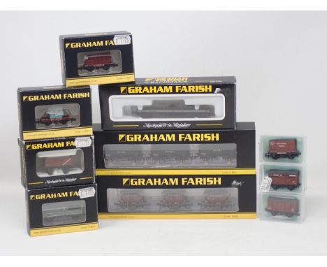 Graham Farish N gauge Wagons to include; Set of TTA Tank Wagons, Set of Presflo Cement Wagons BR Bauxite, Bogie Bolster Wagon